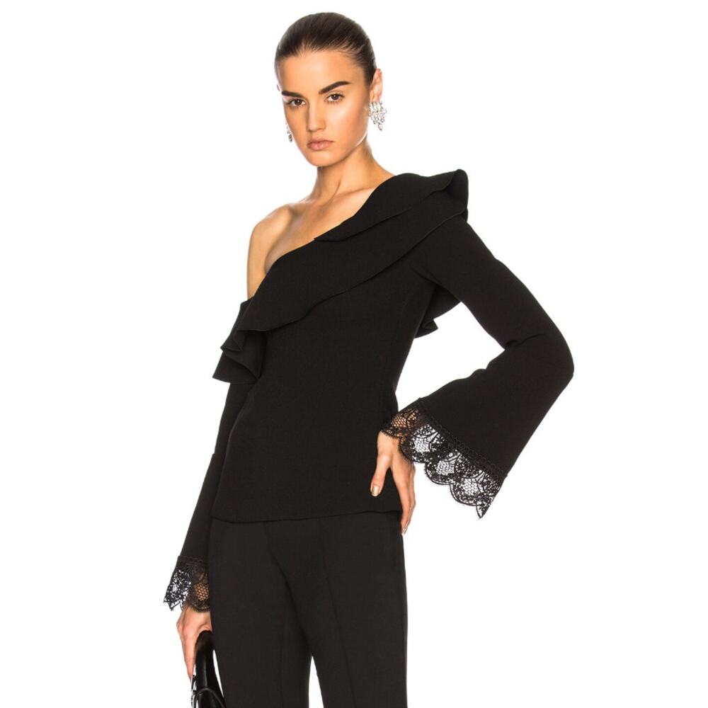 Nicholas Crepe One-shoulder Top In‎ Black